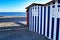 Striped beach hut on the El Campello beach