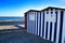 Striped beach hut on the El Campello beach