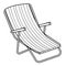 Striped beach lounger, black outline, isolated vector illustration