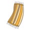 Striped beach towel in boho style. Object for summer vacation at sea. Element for seasonal design. Item for a sunny day