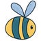 Striped bee with wings, insect, vector children picture