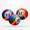 Striped bingo lottery balls on white background