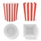 Striped bucket for popcorn, hen wings or legs pack