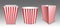 Striped bucket for popcorn, hen wings or legs pack