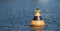 Striped buoy on the water