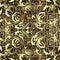 Striped checkered 3d arabesque gold vector seamless pattern. Ornamental arabic style background. Vintage floral golden