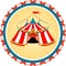 Striped circus tent in frame