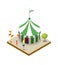 Striped circus tent isometric 3D element