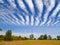 Striped clouds over the cleaned wheaten field