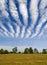 Striped clouds over the cleaned wheaten field