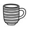 Striped coffee cup ceramic icon thick line