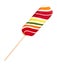 Striped color lollipop, bright cool candy. Isolated
