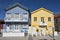 Striped colored houses, Costa Nova, Beira Litoral, Portugal, Eur