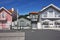 Striped colored houses, Costa Nova, Beira Litoral, Portugal, Eur