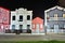 Striped colored houses at night, Costa Nova, Beira Litoral, Port