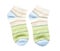 Striped cotton sock, child footwear. Isolated background