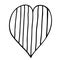 Striped doodle heart. Outline drawing. Saint Valentins day.