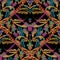 Striped embroidery baroque colorful seamless pattern. Damask tap