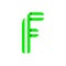 Striped font, modern trendy alphabet, letter F folded from green paper tape