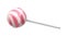 Striped fruit pink and white lollipop on stick isolated on white background