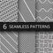 Striped geometric vector seamless patterns set. Kinetic art endless wallpapers