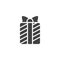 Striped gift box vector icon