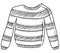 Striped hand knitted winter sweater unisex drawing isolated on white background. Hand drawn vector sketch illustration in simple