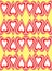 Striped hearts on a yellow background illustration