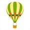 .Striped hot air balloon in cartoon style on white