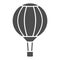 Striped hot air balloon solid icon, Balloons festival concept, Air transport for travel sign on white background, Sky