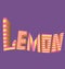 Striped inscription lemon purple background logo