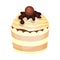 Striped light yellow cream on a cupcake. Vector illustration on a white background.