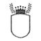 Striped monochrome shield contour with crown and olive branch