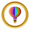 Striped multicolored aerostat balloon vector icon