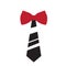 Striped necktie with bowtie icon