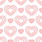 Striped and openwork hearts. Seamless pattern for women.