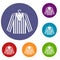 Striped pajama shirt icons set