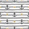 Striped pattern marine. Anchors and hearts