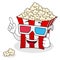 Striped Popcorn Bag with 3d Glasses