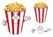 Striped red paper bucket of popcorn cartoon