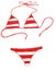 Striped red-white bikini. Hand drawn watercolor illustration