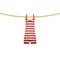 Striped retro swimsuit hanging on rope