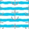 Striped seamless pattern with horizontal line and anchor. Template for wallpaper, wrapping, textile, fabric. Vector illustration
