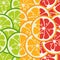 Striped seamless pattern with lime, orange and grapefruit