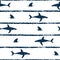 Striped seamless shark pattern. Vector sea background.