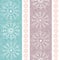 Striped snowflake winter design with pastel blue and dusky pink colors. Seamless vector pattern on white color wash. For