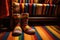 striped socks resting on a plush carpet