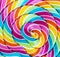 Striped spiral multi-color Lollipop closeup