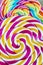 Striped spiral multi-color Lollipop closeup