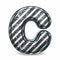 Striped steel black scratched font Letter C 3D